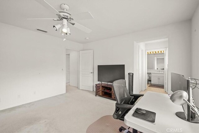 20333 Wynfreed Ln, Porter Ranch, CA 91326 - office space with ceiling fan, light carpet, and a sink