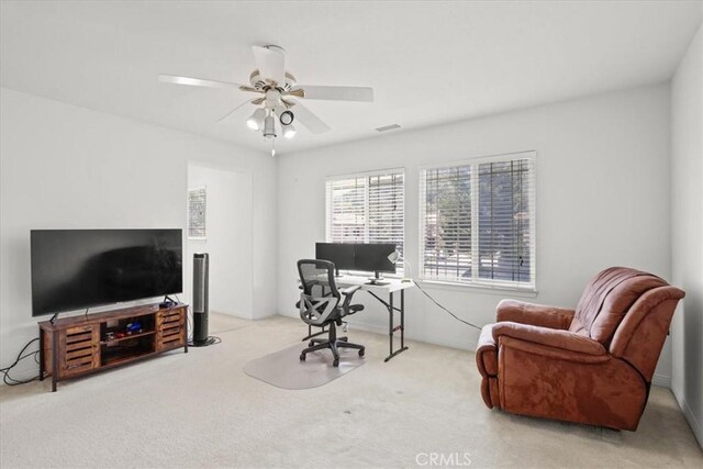 20333 Wynfreed Ln, Porter Ranch, CA 91326 - carpeted home office with ceiling fan