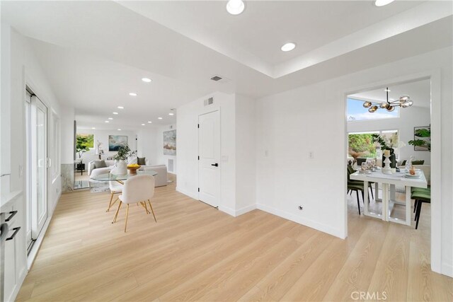 16247 Elza Dr, Hacienda Heights, CA 91745 - dining space with light wood finished floors, recessed lighting, a chandelier, and baseboards