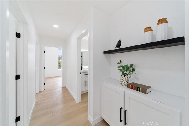16247 Elza Dr, Hacienda Heights, CA 91745 - corridor featuring light wood-type flooring, baseboards, and recessed lighting