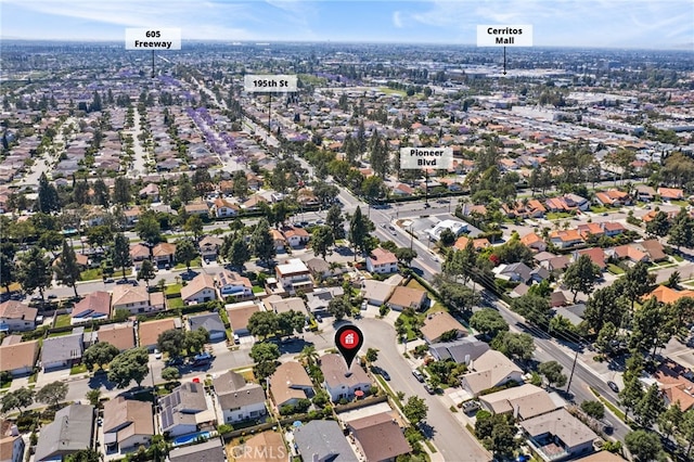 19518 Nancy Cir, Cerritos, CA 90703 - aerial view of property's location with nearby suburban area