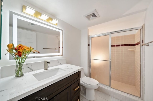 2545 Scenic Ridge Dr, Chino Hills, CA 91709 - full bath featuring vanity, a shower stall, toilet, and tile patterned flooring