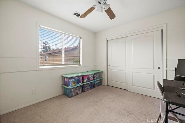 27625 Mariposa Ln, Castaic, CA 91384 - carpeted office space with a ceiling fan and baseboards