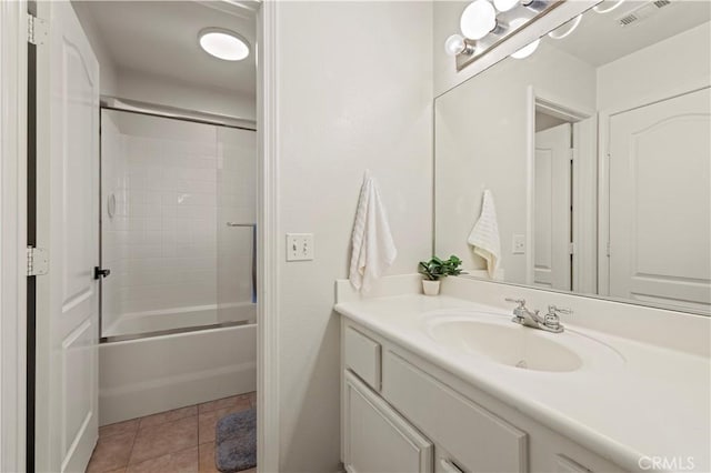 27625 Mariposa Ln, Castaic, CA 91384 - full bathroom with vanity, shower / bath combination with glass door, and tile patterned floors