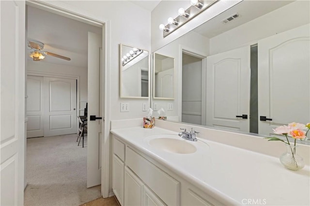 27625 Mariposa Ln, Castaic, CA 91384 - bathroom featuring vanity and ceiling fan