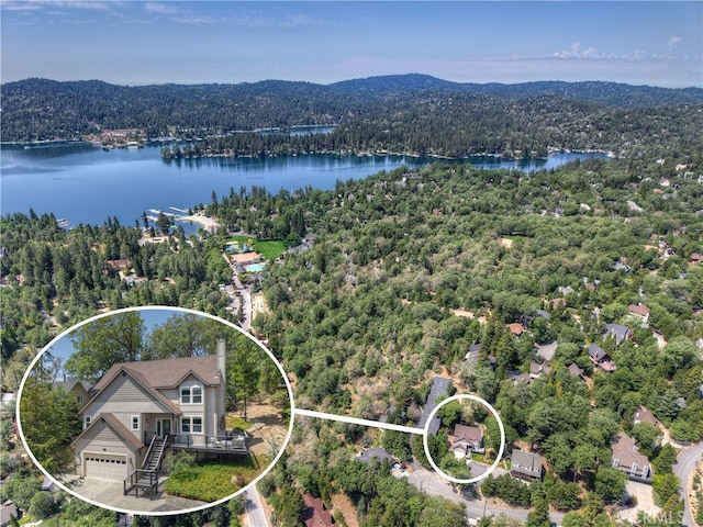 942 Lucerne Ln, Lake Arrowhead, CA 92352 - drone / aerial view of a heavily wooded area and a nearby body of water