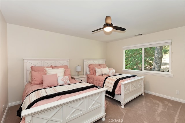 942 Lucerne Ln, Lake Arrowhead, CA 92352 - carpeted bedroom with baseboards and a ceiling fan