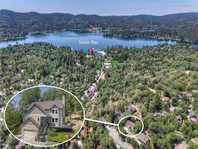 942 Lucerne Ln, Lake Arrowhead, CA 92352 - bird's eye view of a heavily wooded area and a large body of water