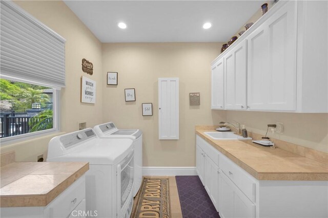 7 Olympic Way, Coto De Caza, CA 92679 - washroom featuring independent washer and dryer, cabinet space, and recessed lighting