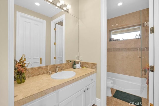 7 Olympic Way, Coto De Caza, CA 92679 - bathroom with vanity, bath / shower combo with glass door, and recessed lighting