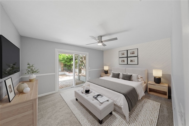 2712 Boundary Ln, Riverside, CA 92503 - carpeted bedroom with access to exterior and a ceiling fan
