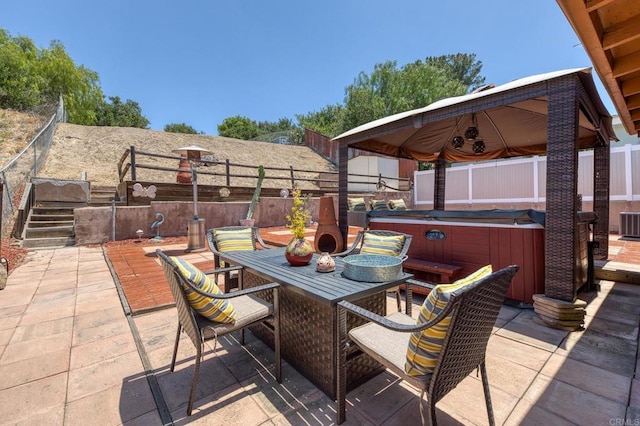 2033 Winnett St, San Diego, CA 92114 - fenced backyard with a hot tub, a patio area, a gazebo, and outdoor dining space