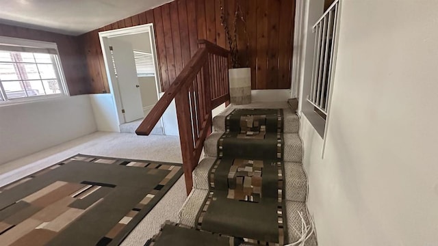 2033 Winnett St, San Diego, CA 92114 - stairway featuring carpet flooring and wooden walls