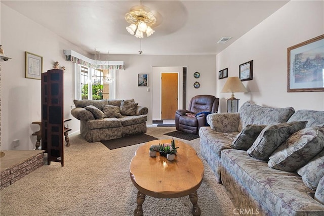 15506 Del Rey Dr, Victorville, CA 92395 - living room with carpet floors and a ceiling fan