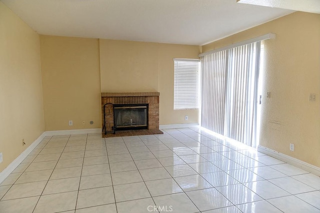 27474 Bolandra Ct, Temecula, CA 92591 - unfurnished living room featuring tile patterned flooring and a fireplace