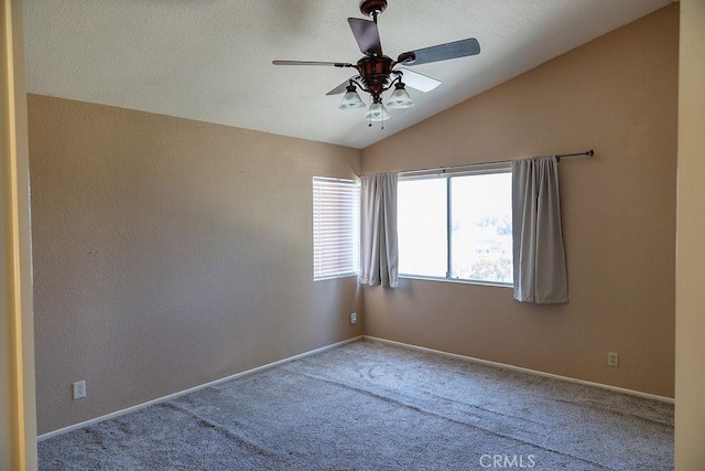 27474 Bolandra Ct, Temecula, CA 92591 - spare room featuring vaulted ceiling, a ceiling fan, and carpet