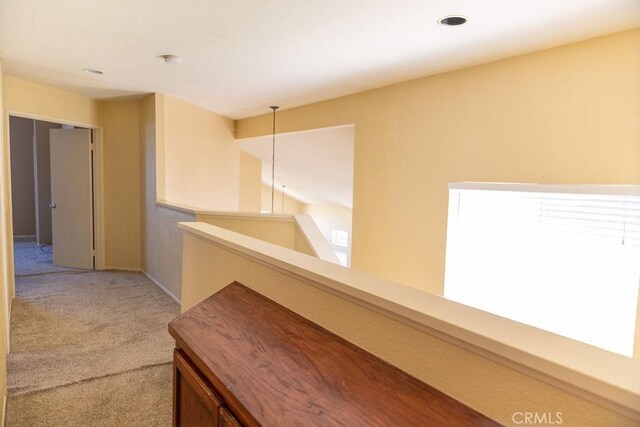 27474 Bolandra Ct, Temecula, CA 92591 - hall with light colored carpet and an upstairs landing