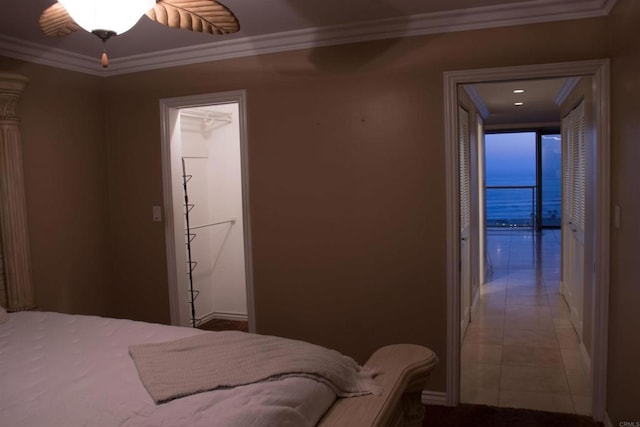 1200 N Harbor Dr Unit 15B, Oceanside, CA 92054 - bedroom with light tile patterned flooring and ornamental molding