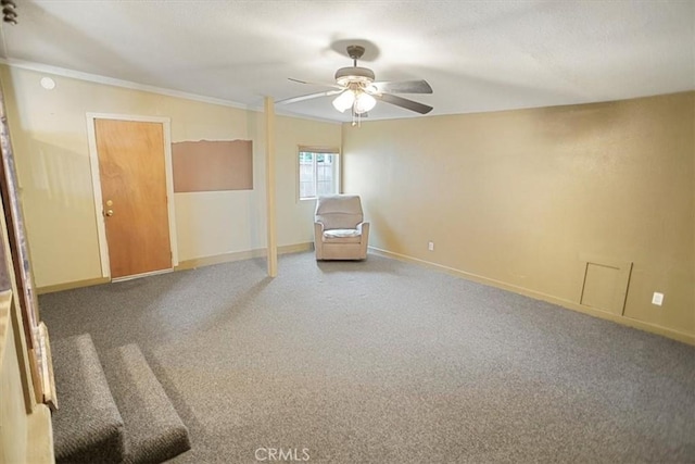 44037 Heaton Ave, Lancaster, CA 93534 - carpeted spare room featuring ceiling fan, baseboards, and crown molding