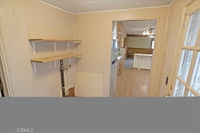 44037 Heaton Ave, Lancaster, CA 93534 - kitchen with light wood-style floors and a ceiling fan
