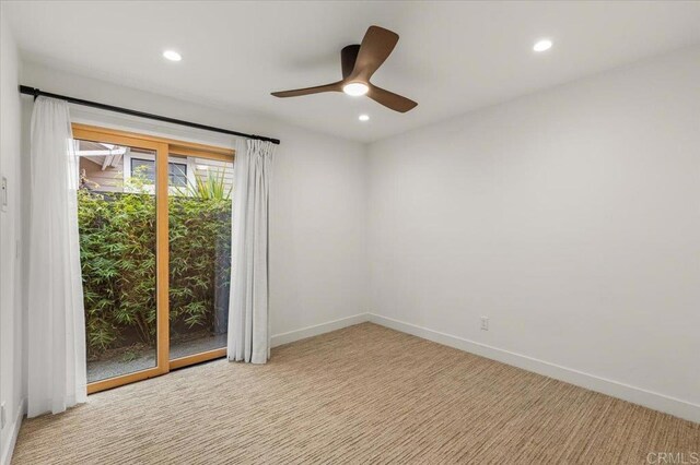 3995 Cypress Del Mar, San Diego, CA 92130 - spare room with light carpet, baseboards, recessed lighting, and ceiling fan