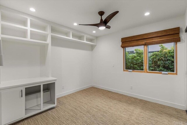 3995 Cypress Del Mar, San Diego, CA 92130 - empty room with a ceiling fan, recessed lighting, baseboards, and light colored carpet
