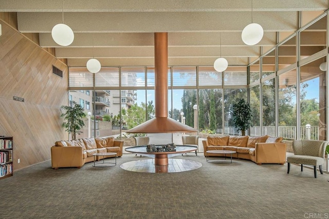 3635 7th Ave Unit 13E, San Diego, CA 92103 - common area featuring a wall of windows and wood walls