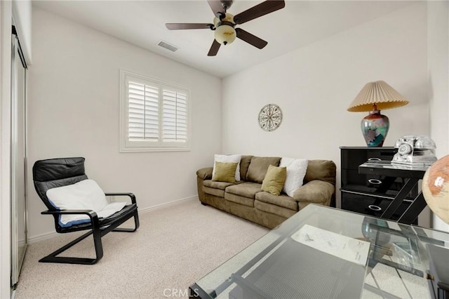 23820 Towish Dr, Corona, CA 92883 - living area featuring ceiling fan, carpet, and baseboards