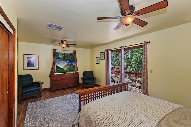 320 W Aeroplane Blvd, Big Bear City, CA 92314 - bedroom with wood finished floors, a closet, ceiling fan, and baseboards