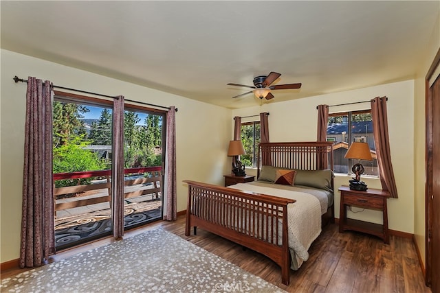 320 W Aeroplane Blvd, Big Bear City, CA 92314 - bedroom with baseboards, wood finished floors, and a ceiling fan