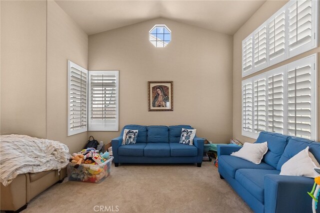 2330 Sycamore Ln, Palmdale, CA 93551 - carpeted living room with vaulted ceiling