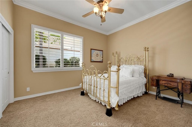 20130 Thagard Way, Yorba Linda, CA 92887 - carpeted bedroom with ornamental molding, baseboards, a closet, and ceiling fan
