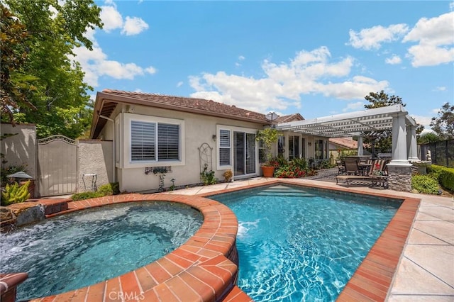 20130 Thagard Way, Yorba Linda, CA 92887 - view of swimming pool featuring a patio area, a gate, and a pool with connected hot tub