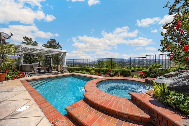 20130 Thagard Way, Yorba Linda, CA 92887 - view of swimming pool with a pergola, a fenced backyard, a patio, and a pool with connected hot tub