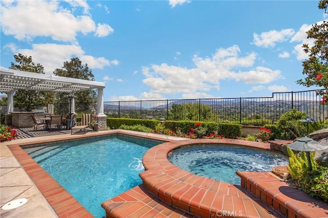 20130 Thagard Way, Yorba Linda, CA 92887 - view of swimming pool with an in-ground hot tub, a pergola, a fenced backyard, and a patio area