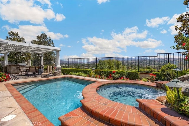 20130 Thagard Way, Yorba Linda, CA 92887 - view of pool featuring an in-ground hot tub, a pergola, a fenced backyard, and a patio area