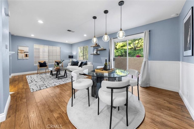 21124 Gladiolos Way, Lake Forest, CA 92630 - dining area featuring wood-type flooring, wainscoting, and recessed lighting