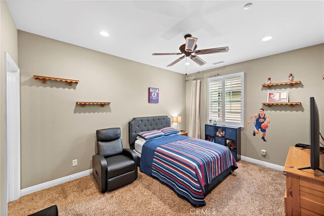 7 Illuminata Ln, Ladera Ranch, CA 92694 - bedroom with carpet floors, baseboards, ceiling fan, and recessed lighting