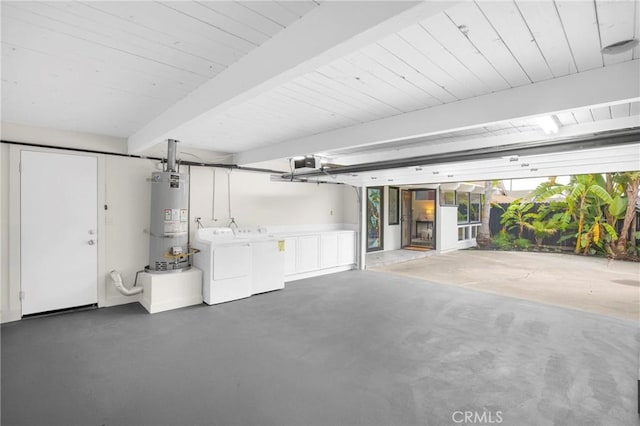 9 W Avenida Cornelio, San Clemente, CA 92672 - garage with washer and clothes dryer, strapped water heater, and wood ceiling