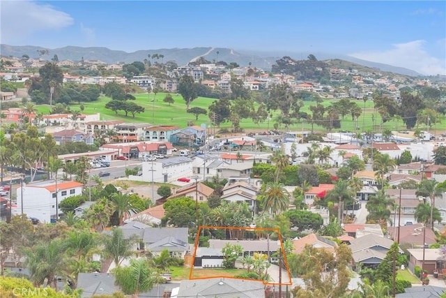 9 W Avenida Cornelio, San Clemente, CA 92672 - aerial view of residential area with property parcel outlined, a mountainous background, and a golf club