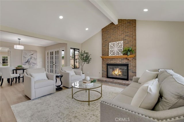 5697 Los Robles, La Verne, CA 91750 - living area featuring wood finished floors, a fireplace, recessed lighting, and baseboards