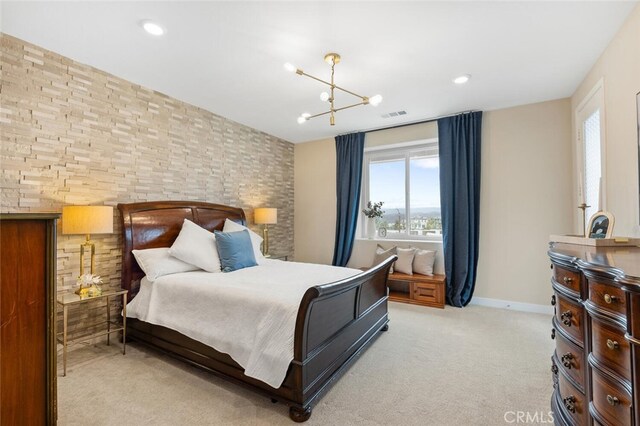 27227 Coyote Bush Ct, Valencia, CA 91381 - bedroom featuring light colored carpet, baseboards, a chandelier, and recessed lighting