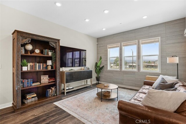 27227 Coyote Bush Ct, Valencia, CA 91381 - living area featuring baseboards, recessed lighting, and dark wood-type flooring