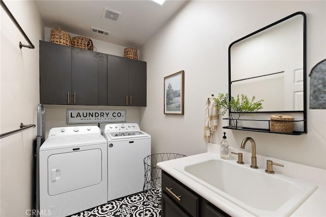 7476 Sequoia Ln, Highland, CA 92346 - laundry room featuring cabinet space and washing machine and clothes dryer