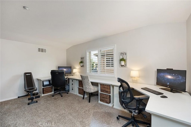 7476 Sequoia Ln, Highland, CA 92346 - carpeted office featuring lofted ceiling and baseboards