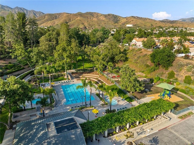 7476 Sequoia Ln, Highland, CA 92346 - aerial view of a mountain backdrop and a pool