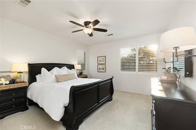 7476 Sequoia Ln, Highland, CA 92346 - bedroom featuring light carpet, baseboards, and a ceiling fan