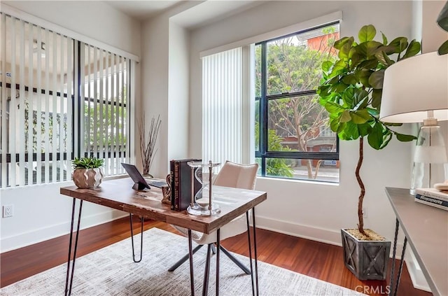 395 E 4th St Unit 13, Long Beach, CA 90802 - office area featuring wood finished floors, baseboards, and plenty of natural light