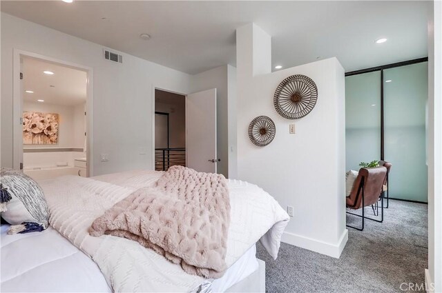395 E 4th St Unit 13, Long Beach, CA 90802 - carpeted bedroom featuring recessed lighting, ensuite bathroom, baseboards, and a closet