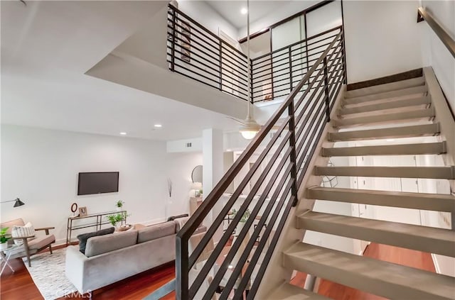 395 E 4th St Unit 13, Long Beach, CA 90802 - stairs featuring wood finished floors and recessed lighting